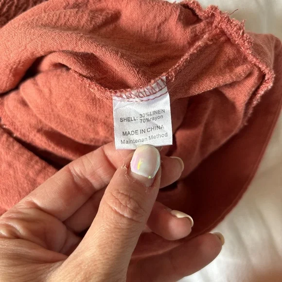 Amazon Anrabess 2 Piece Linen Set Crop Top and Wide Leg Pants Rust Size L - Picture 6 of 8